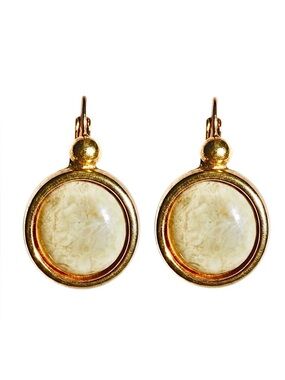 Vintage Monet Pierced Earrings with Faux Stone